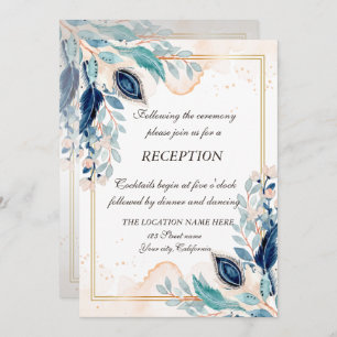 Invitation Aquarelle Peacock Plumes Réception Florale