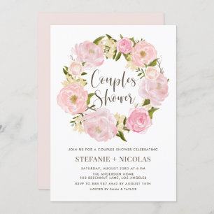 Invitation Aquarelle Peine rose Aquarelle Couples Douche