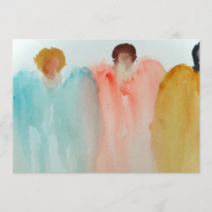 Invitation Aquarelle Peinture de 3 anges, figures ou femmes