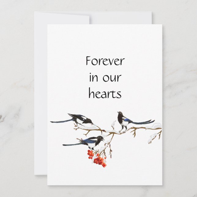 Invitation Aquarelle personnalisée Magpie Oiseau Mémorial (Devant)