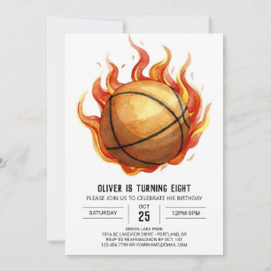 Invitation Aquarelle personnalisée Whimsical Basketball Anniv