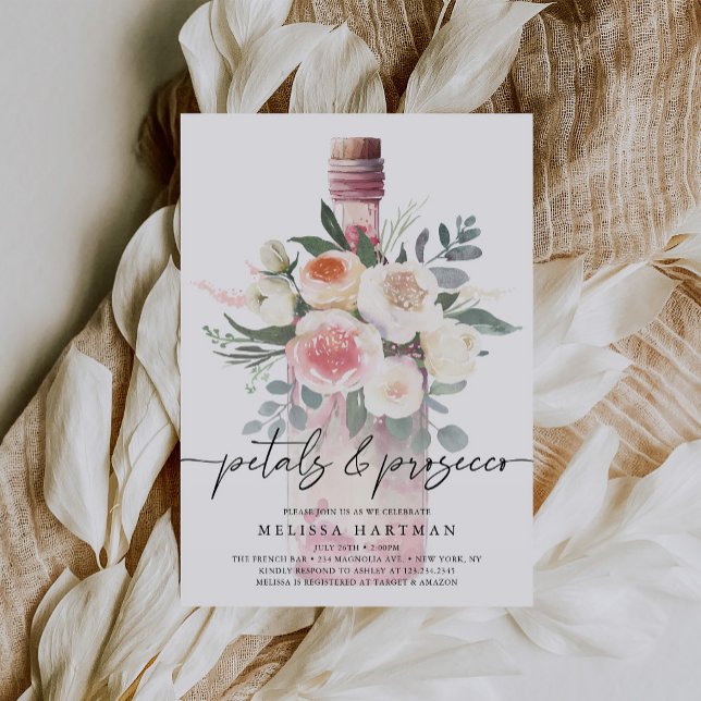 Invitation Aquarelle Pétales Florales & Fête des mariées Pros (Créateur téléchargé)