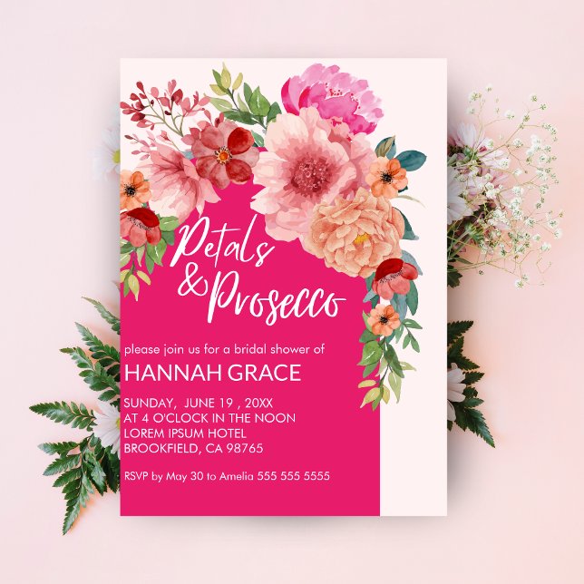 Invitation Aquarelle Pétales Florales & Fête des mariées Pros (Créateur téléchargé)