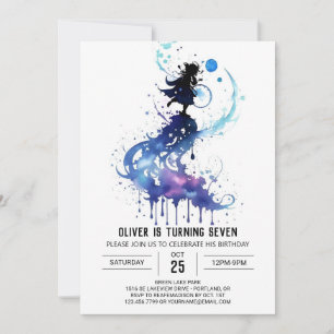 Invitation Aquarelle Petit Assistant Anniversaire