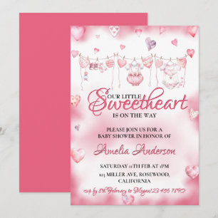 Invitation Aquarelle Petit Baby shower Saint-Valentin
