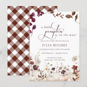 Invitation Aquarelle Petit Citrouille   Baby shower d'automne
