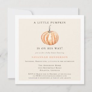 Invitation Aquarelle Petit Citrouille Sur Le Chemin Baby show