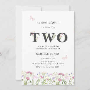 Invitation Aquarelle Petit Fleur sauvage 2e anniversaire