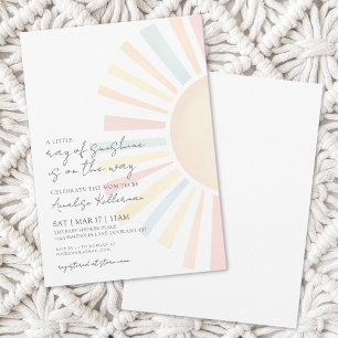Invitation Aquarelle Petit Rayon De Soleil Bébé Shower