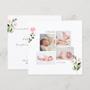 Invitation Aquarelle petites fleurs Faire partie de la Naissa