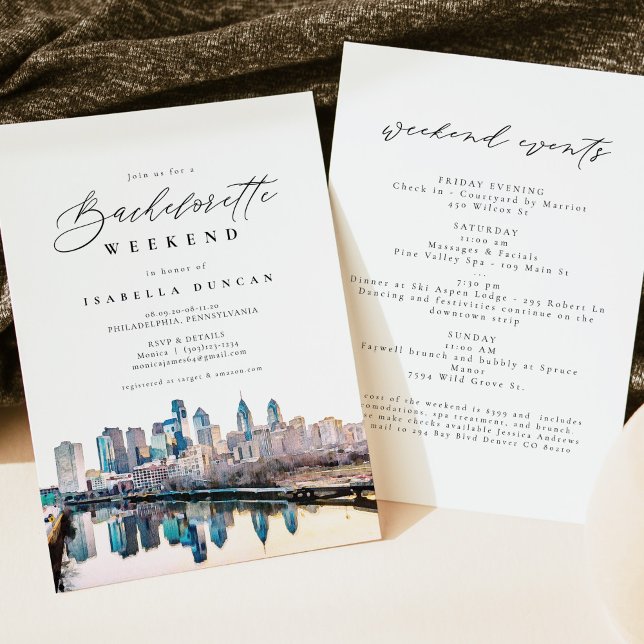 Invitation Aquarelle Philadelphia Pennsylvania City Skyline (Créateur téléchargé)