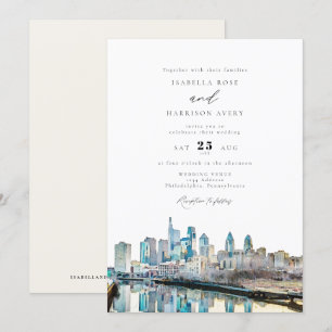 Invitation Aquarelle Philadelphia Pennsylvania Mariage