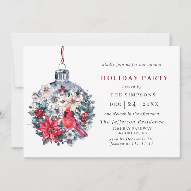 Invitation Aquarelle Pine Arbre Chic Noël Fête de Noël (Devant)