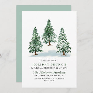 Invitation Aquarelle Pine Arbre de Noël Brunch de Noël