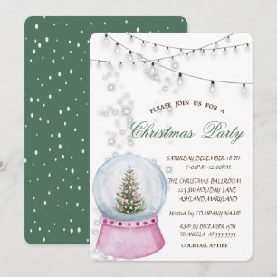 Invitation Aquarelle Pine arbre, Globe Christmas