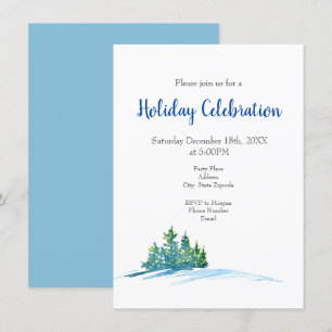 Invitation Aquarelle Pine Arbres Snowscape