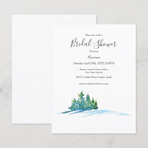 Invitation Aquarelle Pine Arbres Snowscape
