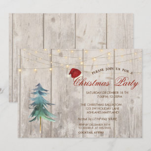 Invitation Aquarelle Pine Tree, Lumières Bois Noël