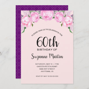 Invitation Aquarelle Pink 60e anniversaire