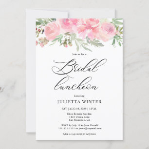 Invitation Aquarelle Pink Floral Bridal Luncheon