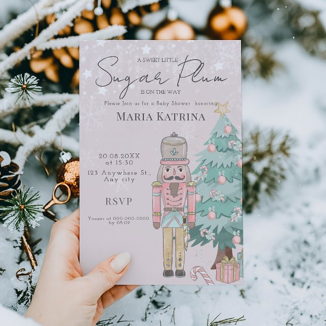 Invitation aquarelle Pink Nutcracker Baby shower Noël (Créateur téléchargé)