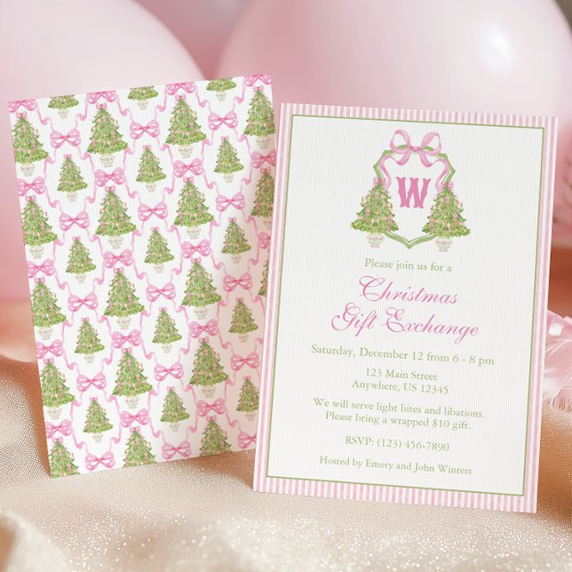 Invitation Aquarelle Pink Nutcracker Monogram Crest Party (Créateur téléchargé)