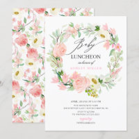Aquarelle Pink Peonies Floral Baby Luncheon