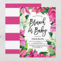 Aquarelle Pink Poinsettias Baby shower Brunch