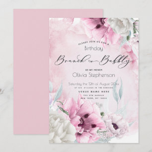 Invitation Aquarelle Pink Poppy anniversaire