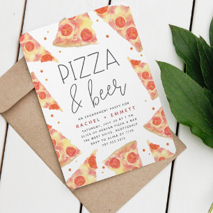 Invitation Aquarelle Pizza & Beer