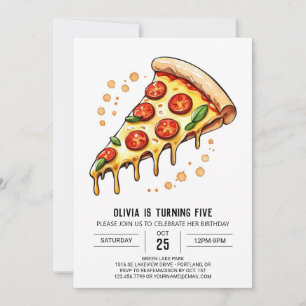 Invitation Aquarelle Pizza imprimable Anniversaire