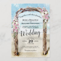 Aquarelle Plage Arbor rose & blanc Roses Mariage