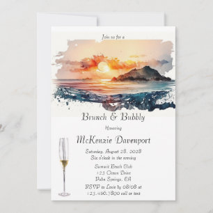 Invitation Aquarelle Plage nautique Scène Brunch & Bubbly