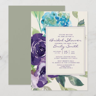 Invitation Aquarelle Plum violet Sage Fête des mariées floral