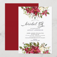 Aquarelle Poinsettia Fête de l'mariée Bride Thé
