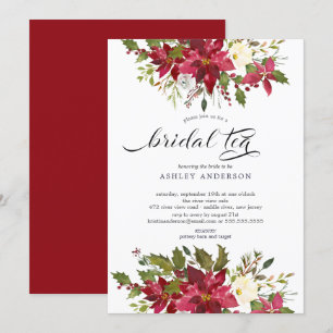 Invitation Aquarelle Poinsettia Fête de l'mariée Bride Thé