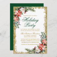 Aquarelle Poinsettia Fête Parties scintillant