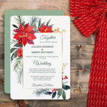 Aquarelle Poinsettia Gold Frame Noël Formel
