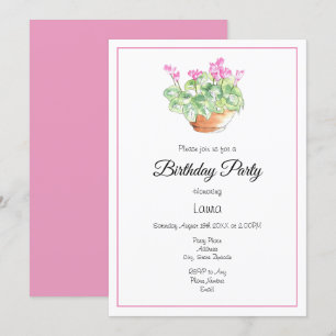 Invitation Aquarelle pointillée Cyclamen