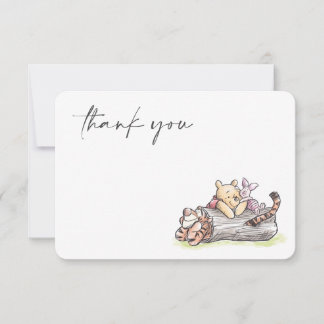 Invitation Aquarelle Pooh et Pals Baby shower Merci