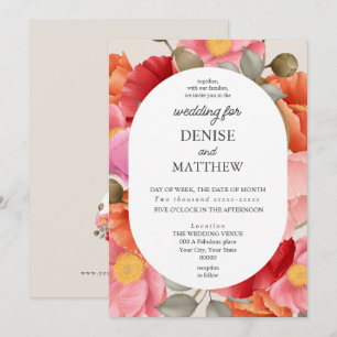 Invitation Aquarelle Poppy sur Fond Beige Camée