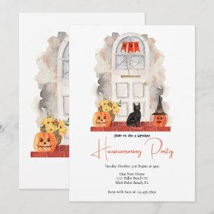 Invitation Aquarelle Porte avant Halloween Maison