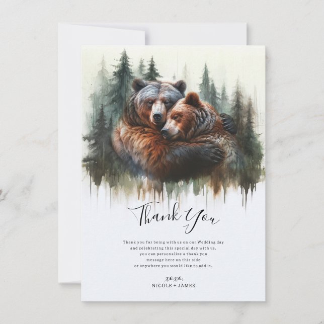 Invitation Aquarelle Porte Merci sauvage rustique (Devant)