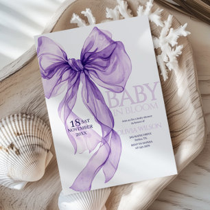 Invitation Aquarelle pourpre Bow bébé dans le Baby shower en 