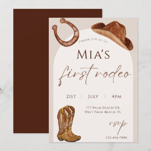 Invitation Aquarelle Premier Rodéo 1er anniversaire
