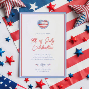 Invitation aquarelle Prépa pour le 4 juillet avec