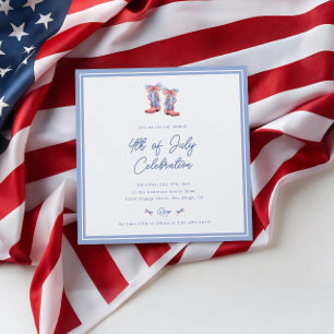 Invitation aquarelle préppy pour le 4 juillet avec