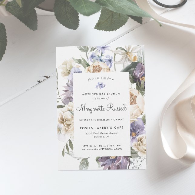 Invitation Aquarelle Printemps Floral Fête des Mères Brunch (Créateur téléchargé)