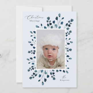 Invitation Aquarelle pulvérisateur floral Noël photo personna