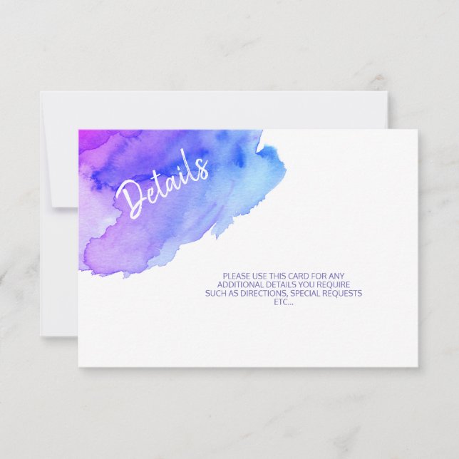 Invitation Aquarelle Purple Blue Bat Bar Mitzvah Détails (Devant)